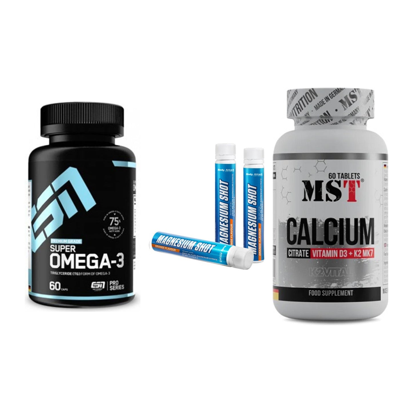 Herz & Gefäße: ESN Omega 3 + Body Attack + MST Calcium – alle enthaltenen Artikel