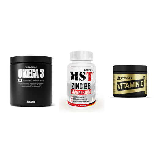 Herz & Gefäße: Big Zone Omega 3 + MST Zinc + Peak Vitamin D – alle enthaltenen Artikel