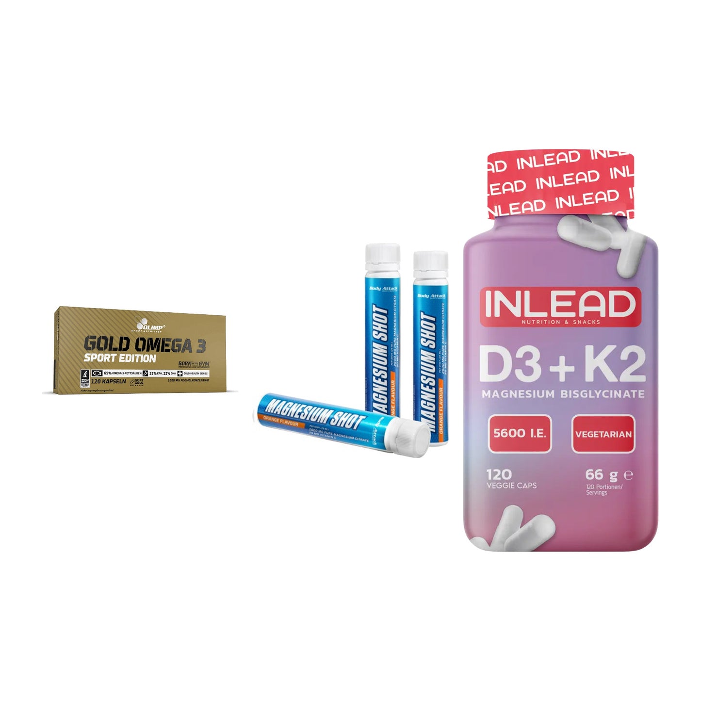 Herz & Gefäße: Olimp Omega 3 + Body Attack + INLEAD Vitamin – alle enthaltenen Artikel