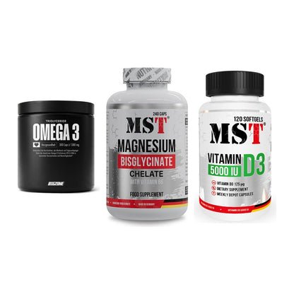 Herz & Gefäße: Big Zone Omega 3 + MST Magnesium + MST Vitamin D3 – alle enthaltenen Artikel