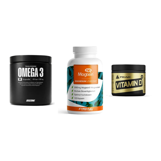 Herz & Gefäße: Big Zone Omega 3 + ProFuel Magnesiu + Peak Vitamin D – alle enthaltenen Artikel