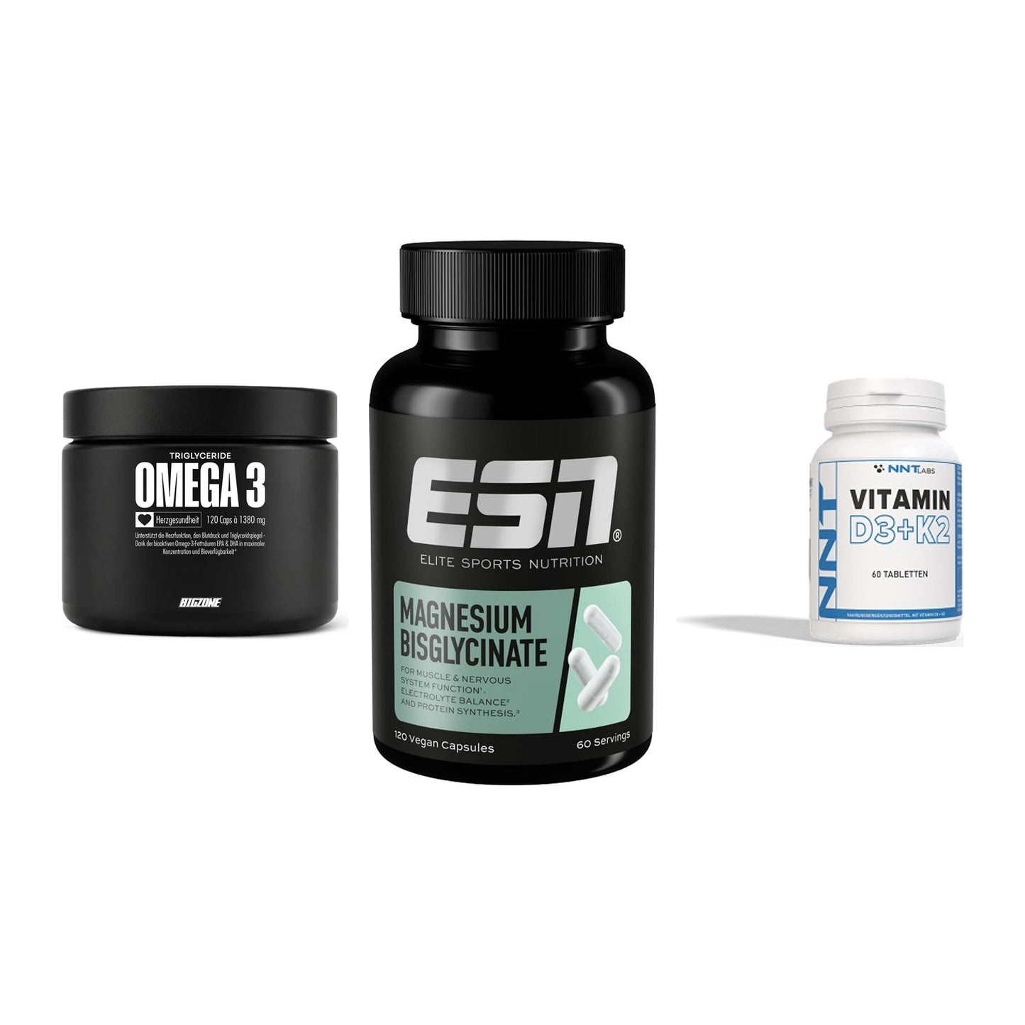 Herz & Gefäße: Big Zone Omega 3 + ESN Magnesium + NNT Vitamin – alle enthaltenen Artikel