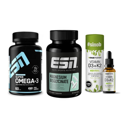 Herz & Gefäße: ESN Omega 3 + ESN Magnesium + Sinob Vitamin D3 – alle enthaltenen Artikel