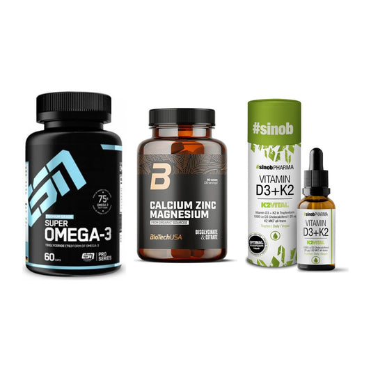 Herz & Gefäße: ESN Omega 3 + BioTech Calcium + Sinob Vitamin D3 – alle enthaltenen Artikel