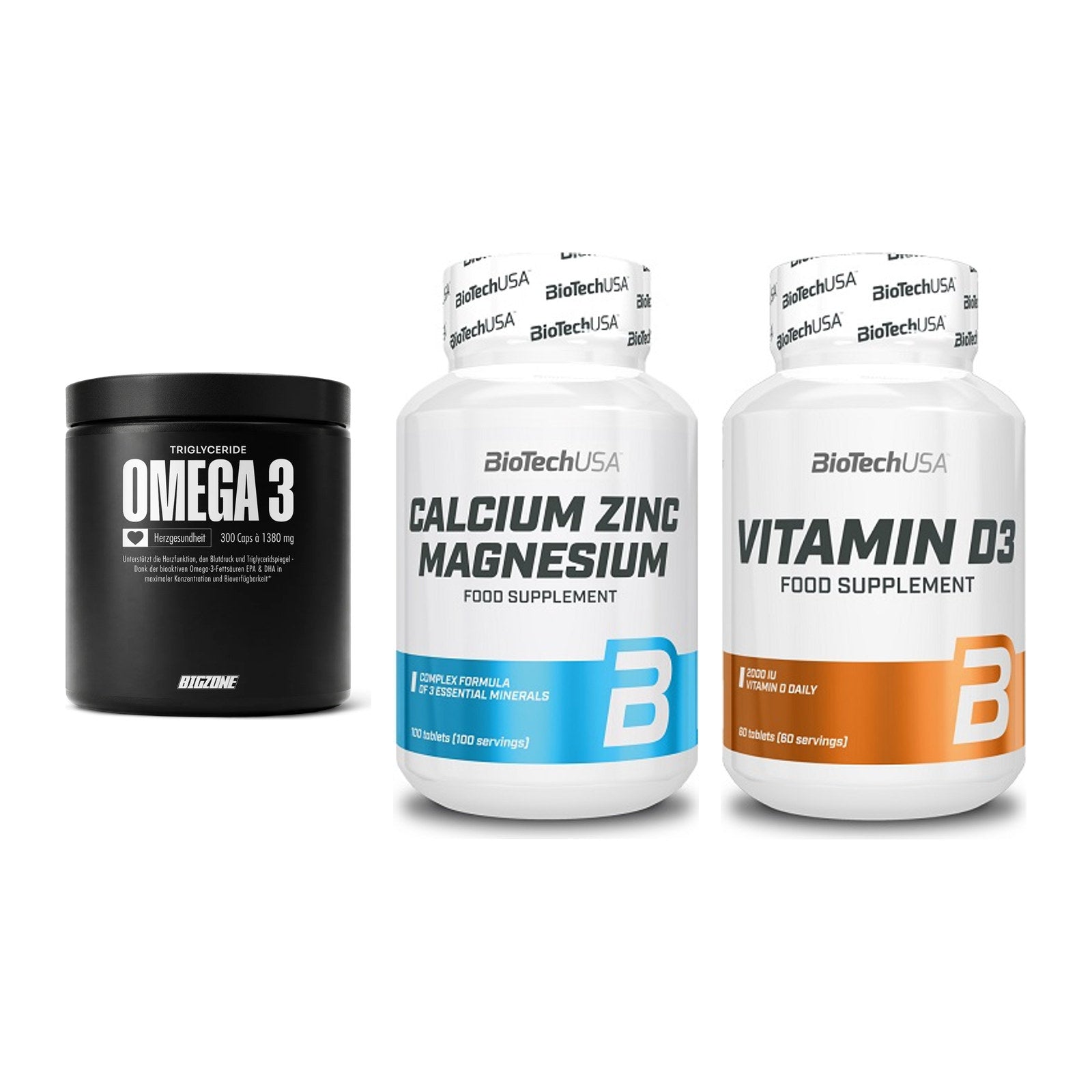 Herz & Gefäße: Big Zone Omega 3 + BioTech Calcium + BioTech Vitamin – alle enthaltenen Artikel