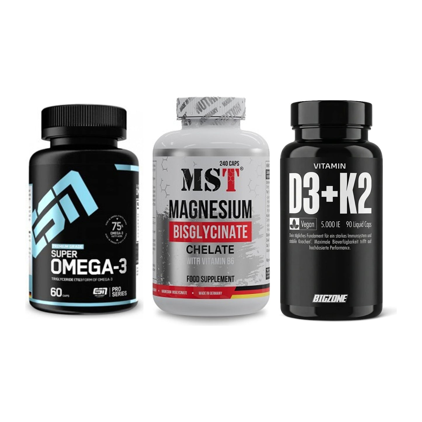Herz & Gefäße: ESN Omega 3 + MST Magnesium + Big Zone Vitamin – alle enthaltenen Artikel