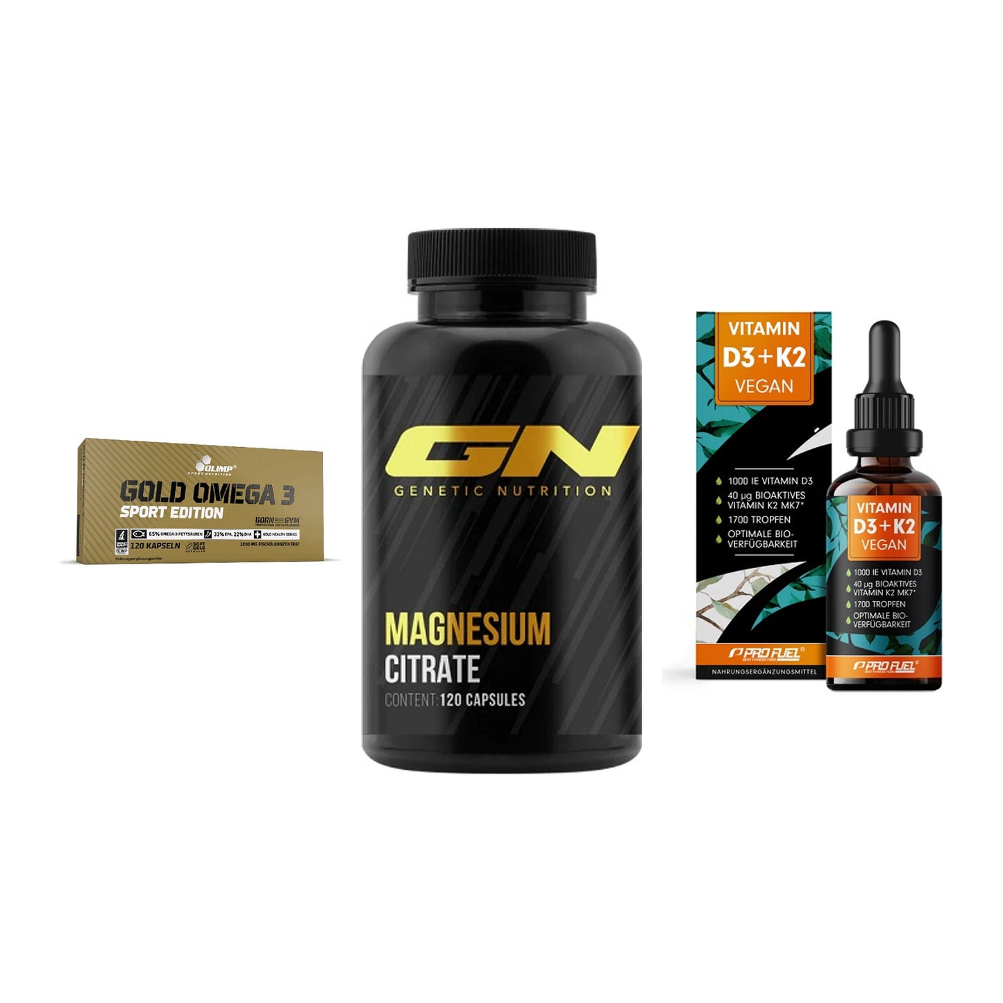 Herz & Gefäße: Olimp Omega 3 + GN Magnesium + ProFuel Vitamin – alle enthaltenen Artikel