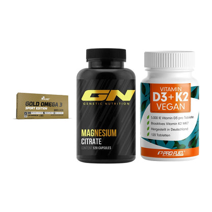 Herz & Gefäße: Olimp Omega 3 + GN Magnesium + ProFuel Vitamin – alle enthaltenen Artikel