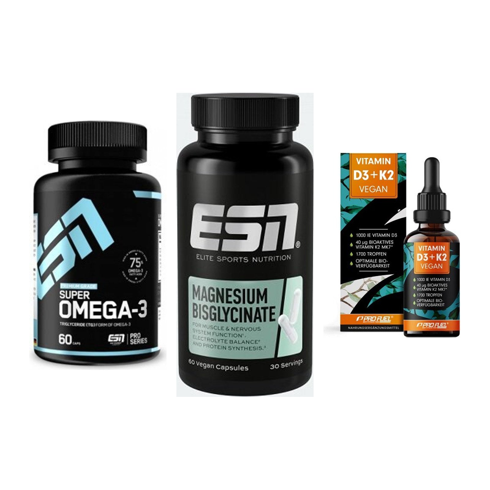Herz & Gefäße: ESN Omega 3 + ESN Magnesium + ProFuel Vitamin – alle enthaltenen Artikel