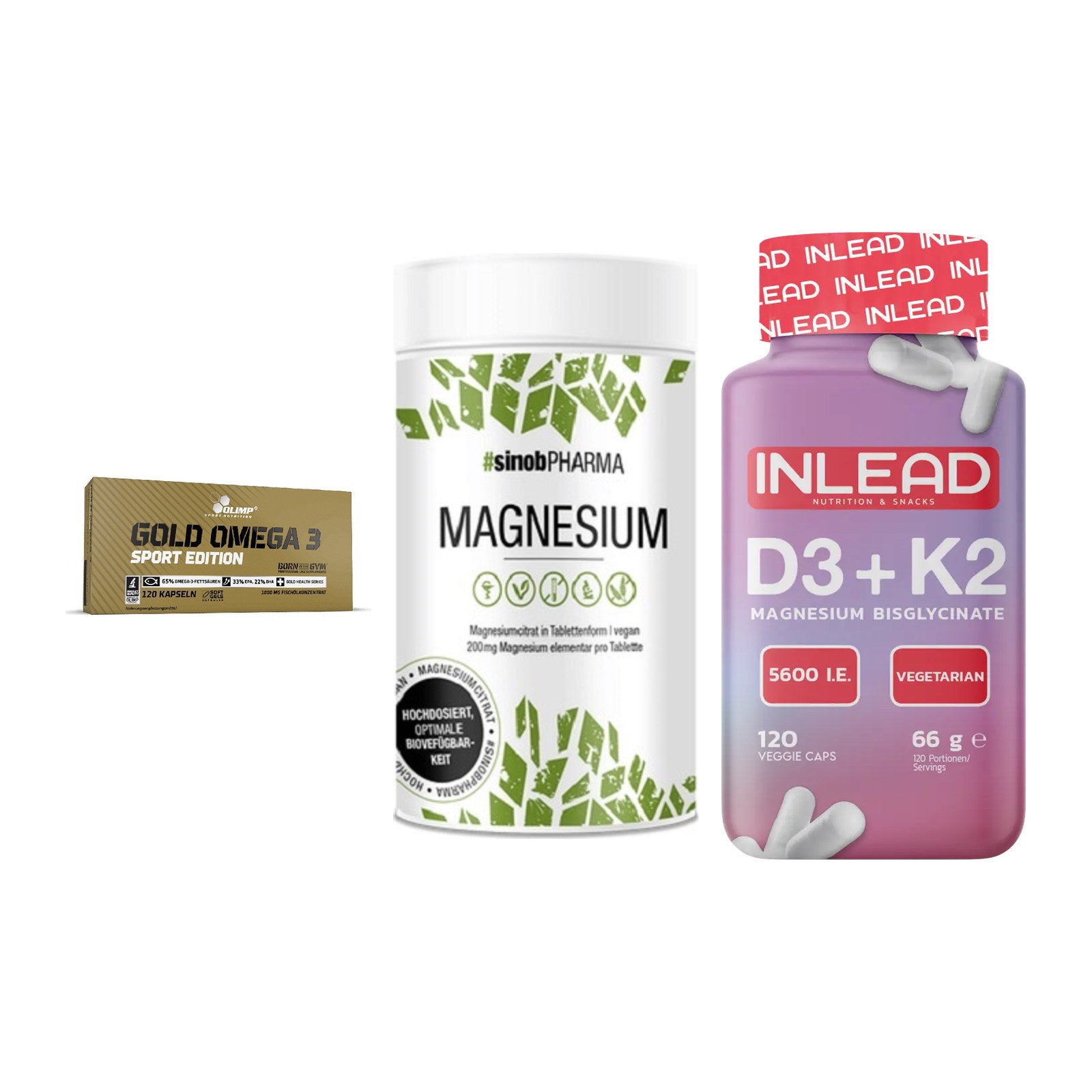 Herz & Gefäße: Olimp Omega 3 + Sinob Magnesium + INLEAD Vitamin – alle enthaltenen Artikel