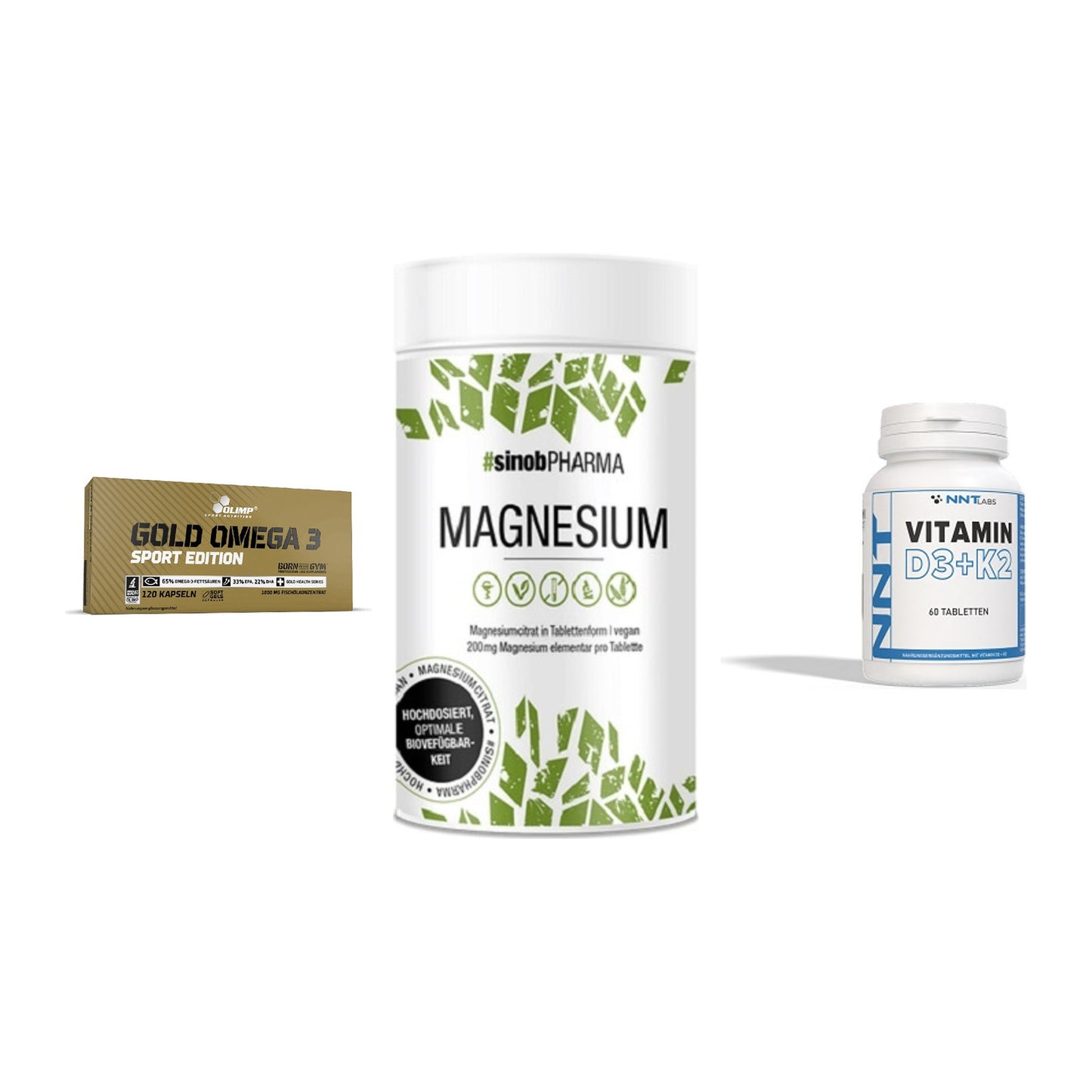 Herz & Gefäße: Olimp Omega 3 + Sinob Magnesium + NNT Vitamin – alle enthaltenen Artikel
