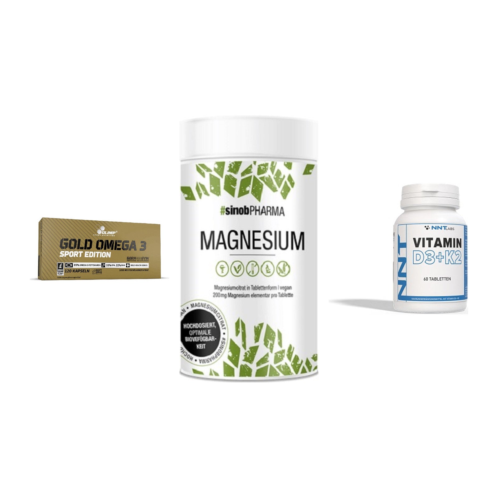 Herz & Gefäße: Olimp Omega 3 + Sinob Magnesium + NNT Vitamin – alle enthaltenen Artikel