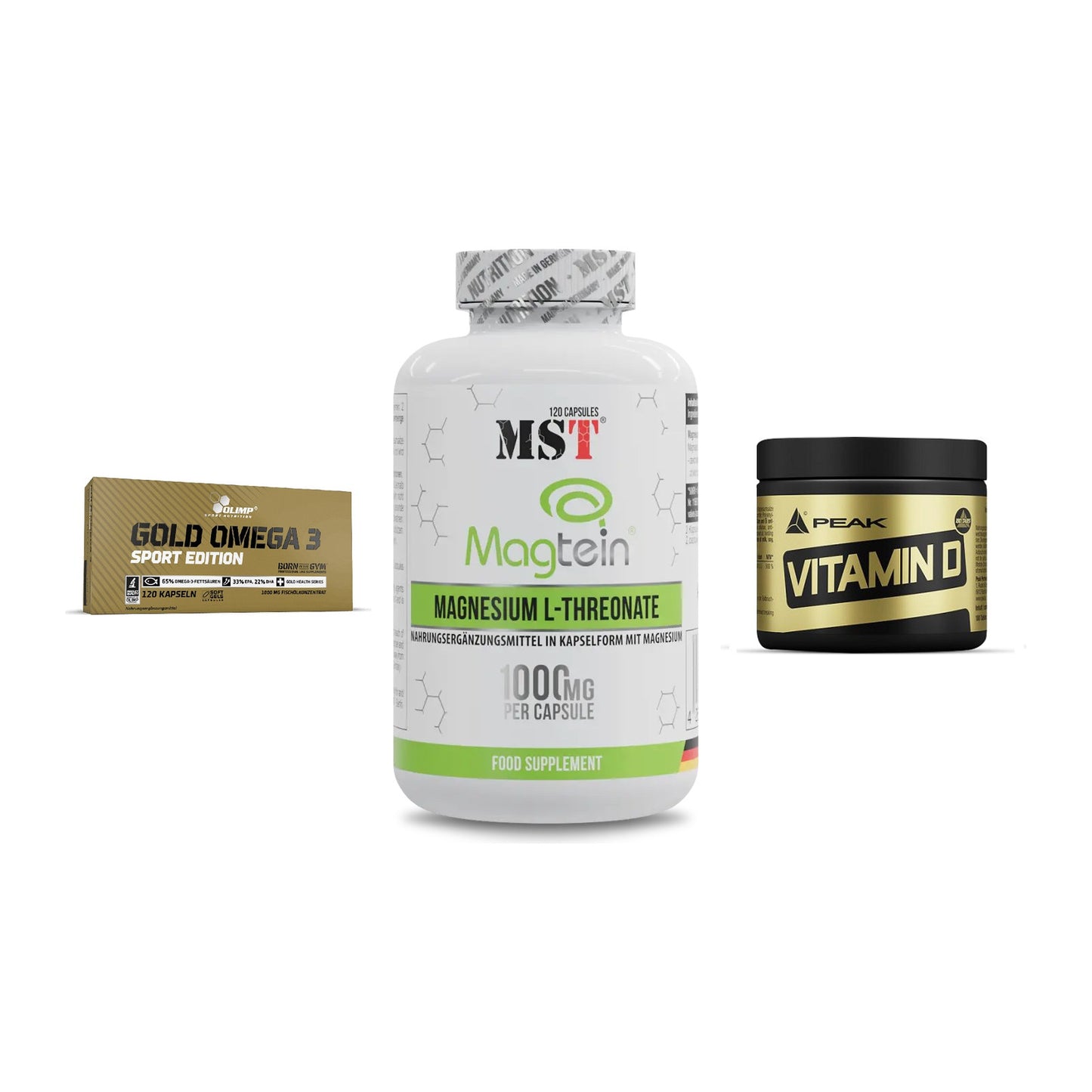 Herz & Gefäße: Olimp Omega 3 + MST Magnesium + Peak Vitamin D – alle enthaltenen Artikel