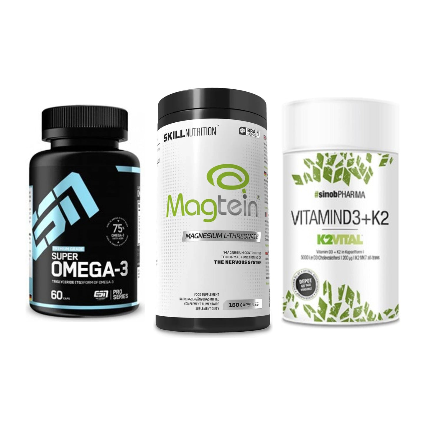 Herz & Gefäße: ESN Omega 3 + Skill Nutrition + Sinob Vitamin D3 – alle enthaltenen Artikel