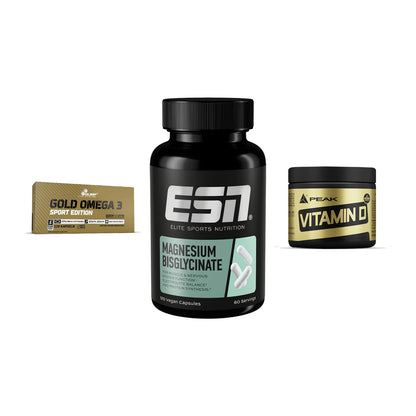 Herz & Gefäße: Olimp Omega 3 + ESN Magnesium + Peak Vitamin D – alle enthaltenen Artikel