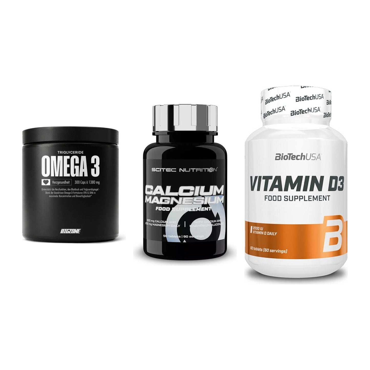 Herz & Gefäße: Big Zone Omega 3 + Scitec Calcium + BioTech Vitamin – alle enthaltenen Artikel