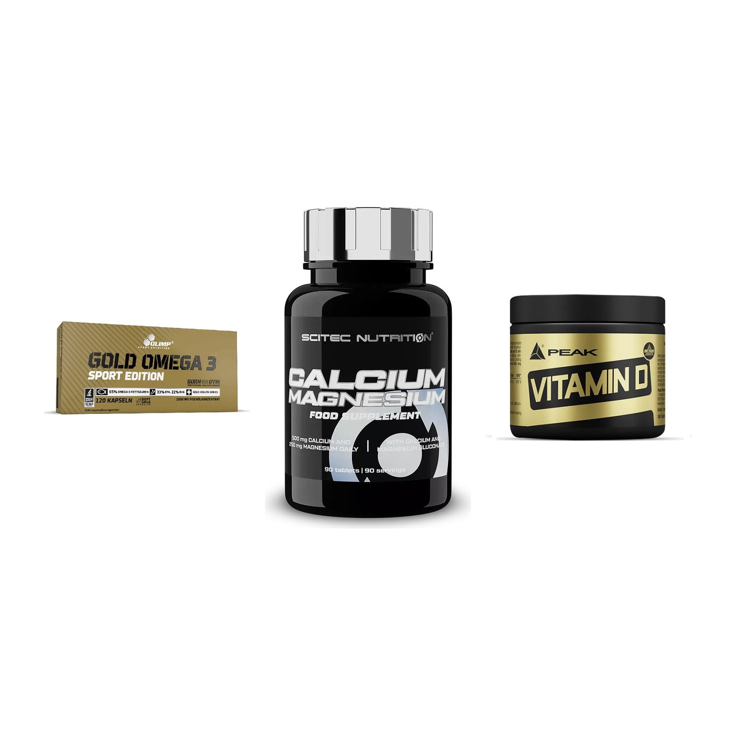 Herz & Gefäße: Olimp Omega 3 + Scitec Calcium + Peak Vitamin D – alle enthaltenen Artikel