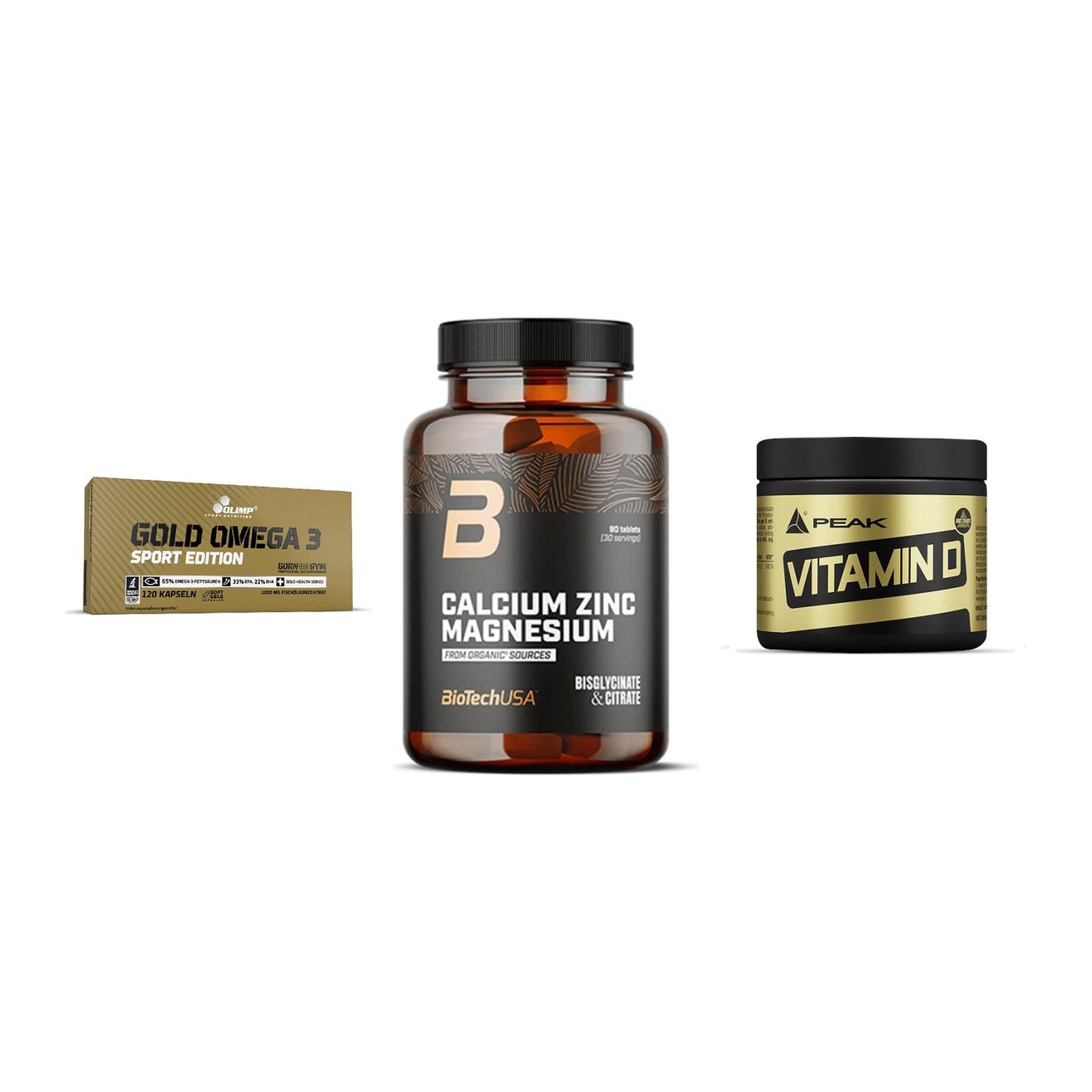 Herz & Gefäße: Olimp Omega 3 + BioTech Calcium + Peak Vitamin D – alle enthaltenen Artikel