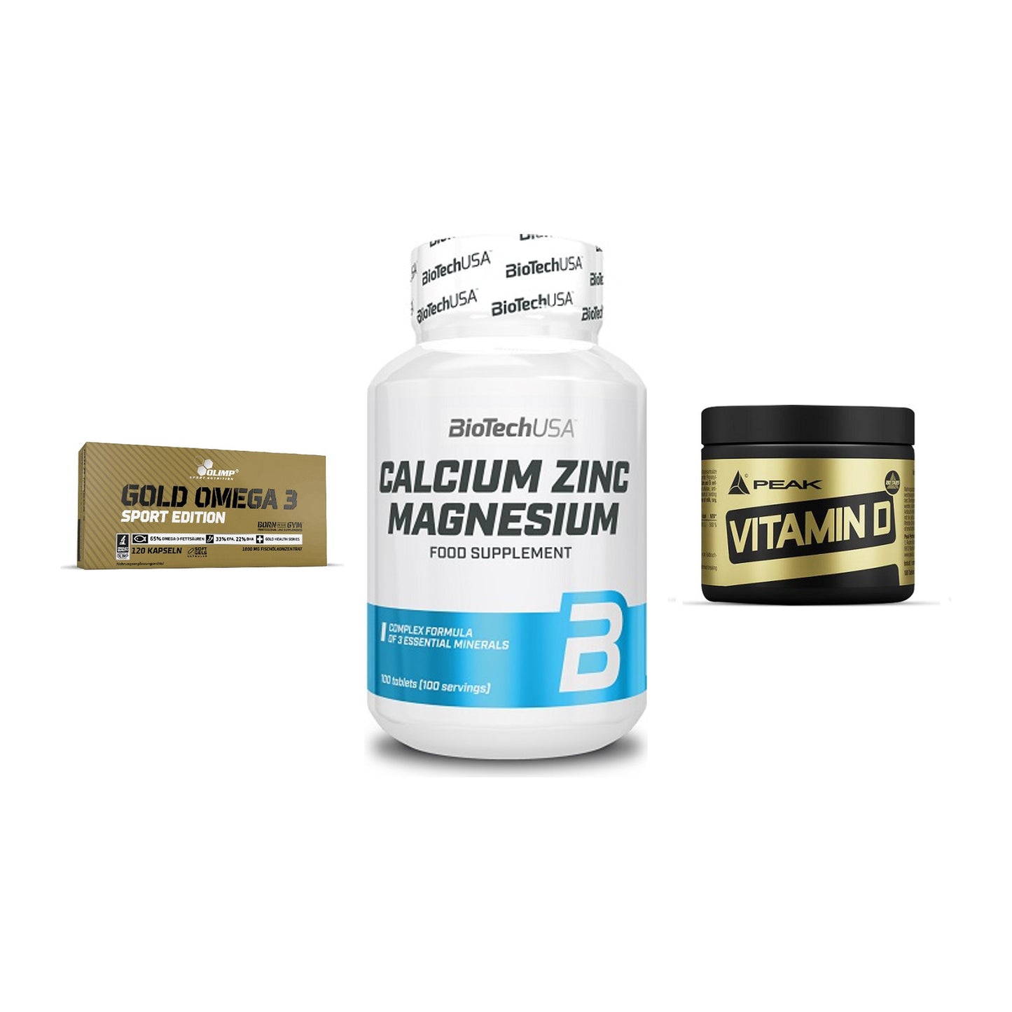 Herz & Gefäße: Olimp Omega 3 + BioTech Calcium + Peak Vitamin D – alle enthaltenen Artikel