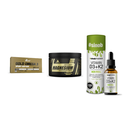 Herz & Gefäße: Olimp Omega 3 + Peak Magnesium + Sinob Vitamin D3 – alle enthaltenen Artikel