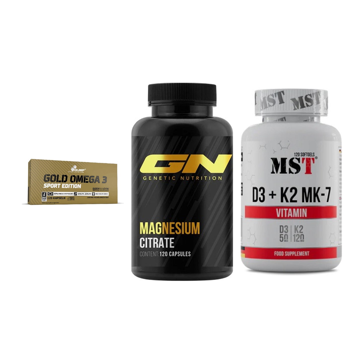 Herz & Gefäße: Olimp Omega 3 + GN Magnesium + MST Vitamin D3 – alle enthaltenen Artikel