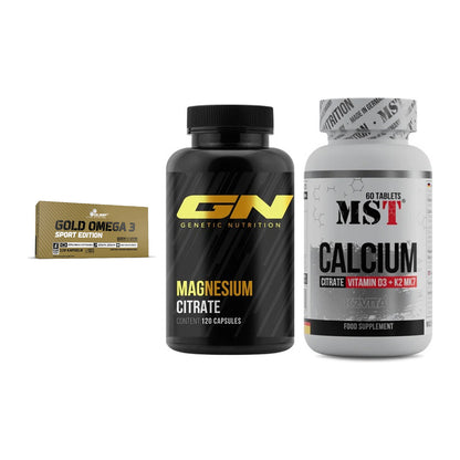 Herz & Gefäße: Olimp Omega 3 + GN Magnesium + MST Calcium – alle enthaltenen Artikel