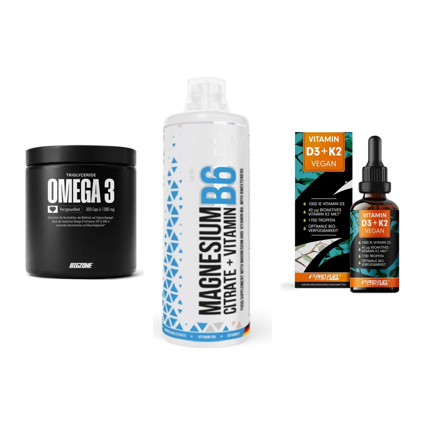 Herz & Gefäße: Big Zone Omega 3 + MST Magnesium B6 + ProFuel Vitamin – alle enthaltenen Artikel