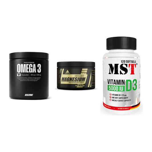 Herz & Gefäße: Big Zone Omega 3 + Peak Magnesium + MST Vitamin D3 – alle enthaltenen Artikel