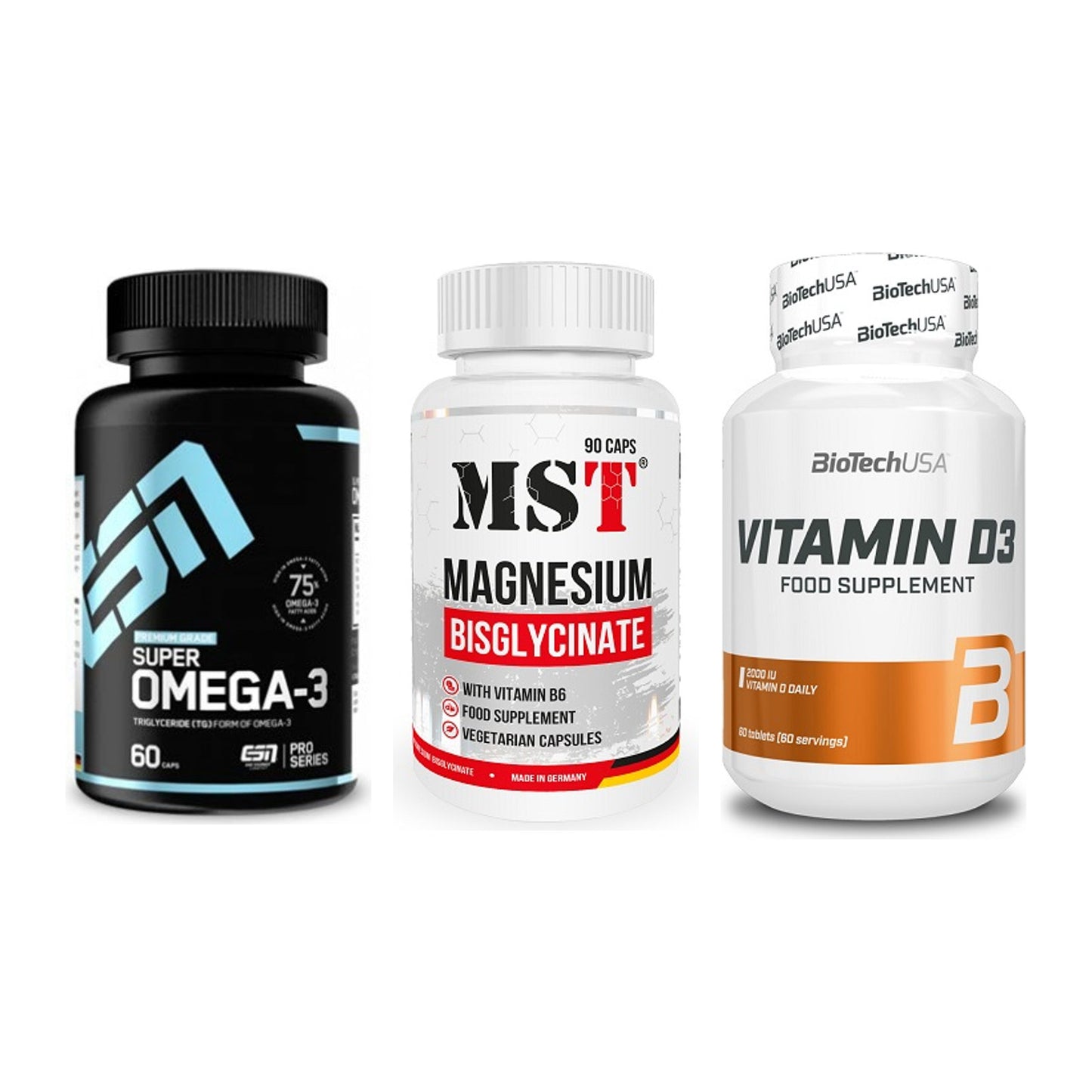 Herz & Gefäße: ESN Omega 3 + MST Magnesium + BioTech Vitamin – alle enthaltenen Artikel