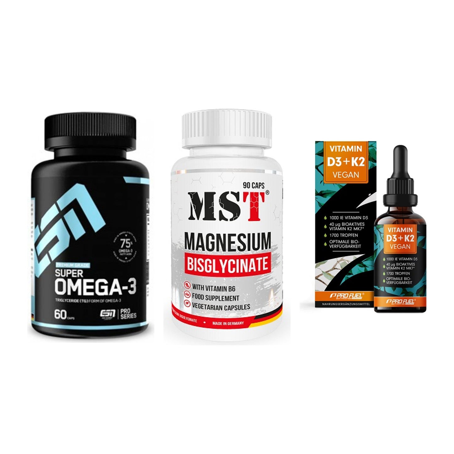 Herz & Gefäße: ESN Omega 3 + MST Magnesium + ProFuel Vitamin – alle enthaltenen Artikel