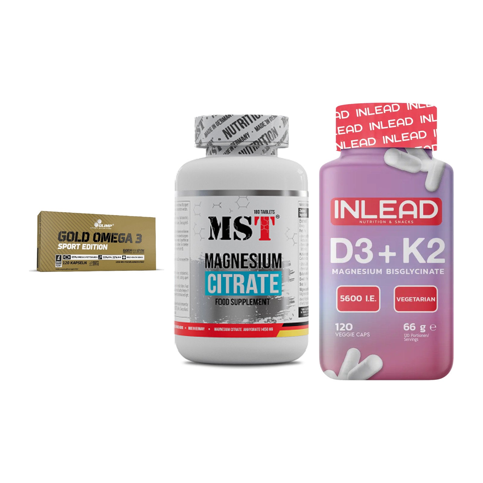 Herz & Gefäße: Olimp Omega 3 + MST Magnesium + INLEAD Vitamin – alle enthaltenen Artikel
