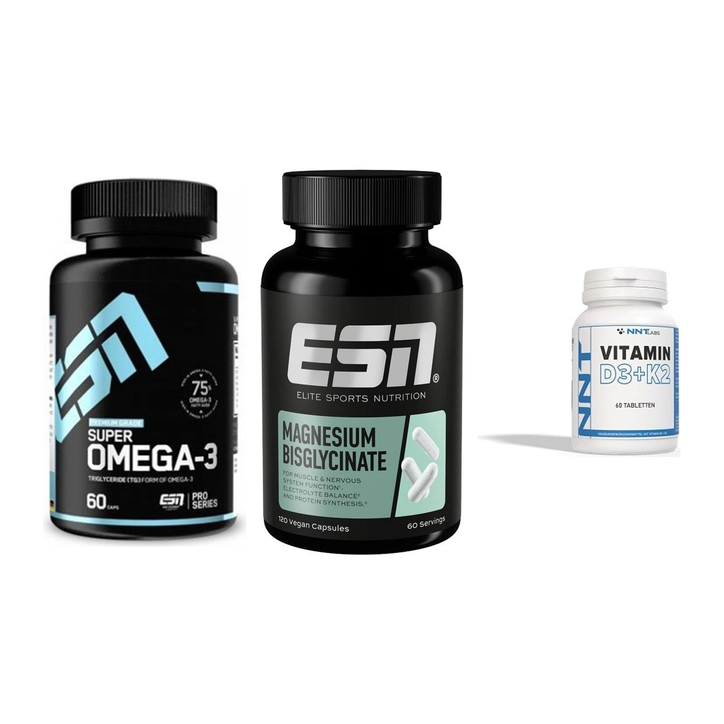 Herz & Gefäße: ESN Omega 3 + ESN Magnesium + NNT Vitamin – alle enthaltenen Artikel