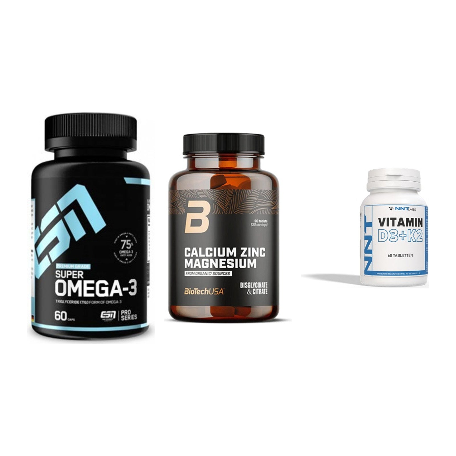 Herz & Gefäße: ESN Omega 3 + BioTech Calcium + NNT Vitamin – alle enthaltenen Artikel