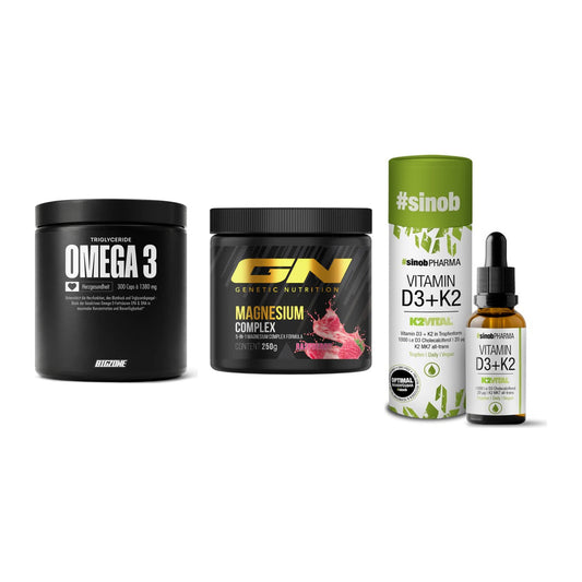 Herz & Gefäße: Big Zone Omega 3 + GN Magnesium + Sinob Vitamin D3 – alle enthaltenen Artikel