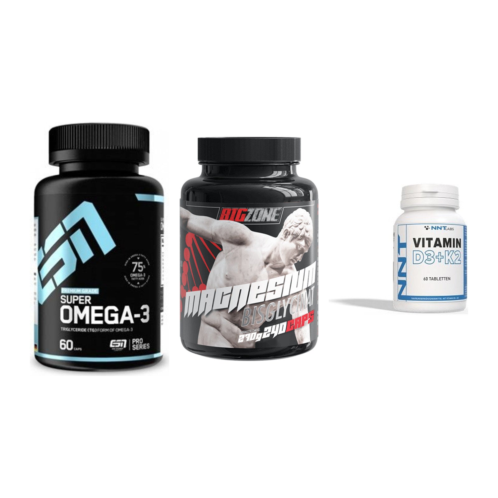 Herz & Gefäße: ESN Omega 3 + Big Zone Magnesi + NNT Vitamin – alle enthaltenen Artikel