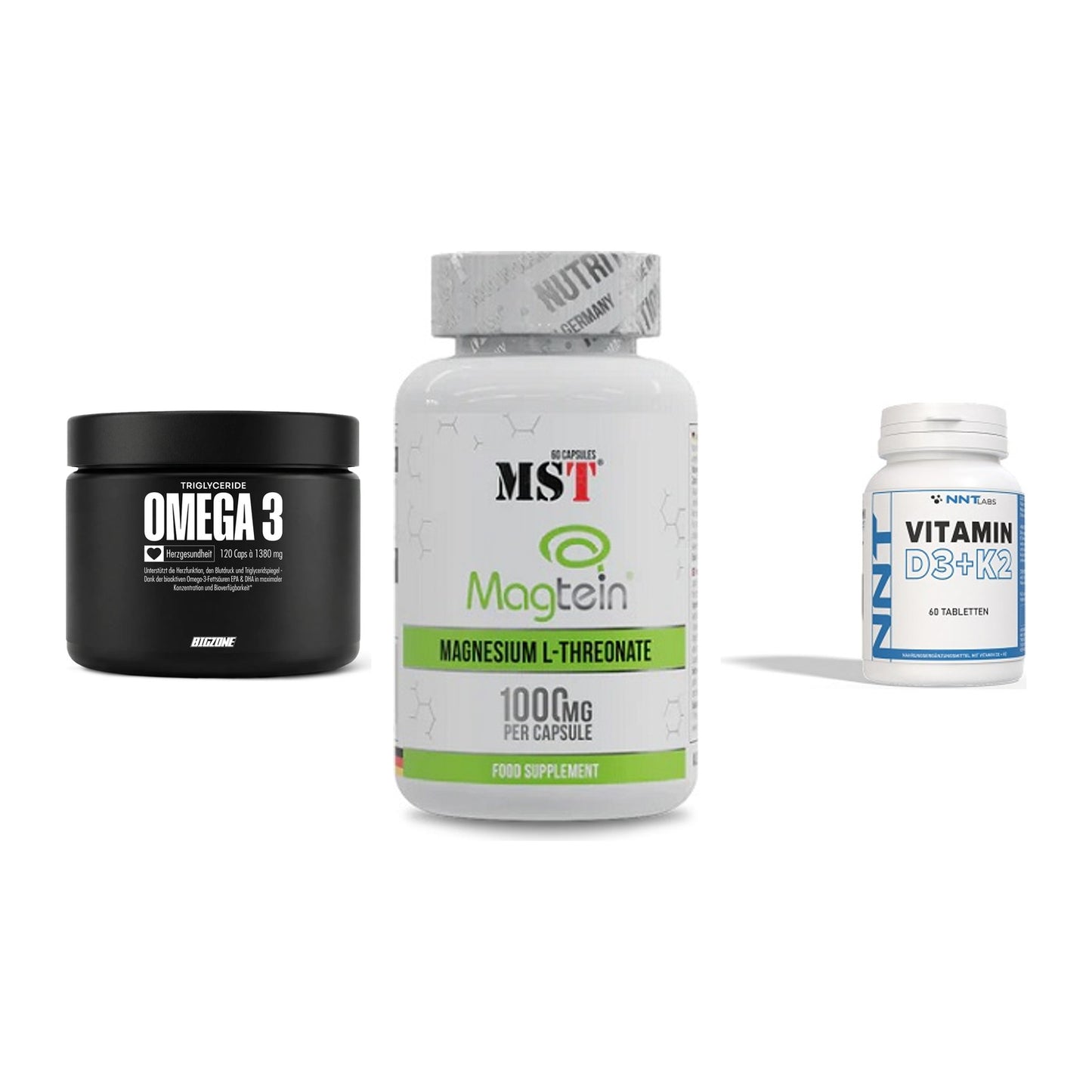 Herz & Gefäße: Big Zone Omega 3 + MST Magnesium + NNT Vitamin – alle enthaltenen Artikel