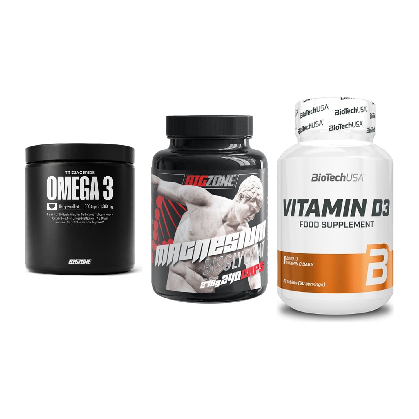 Herz & Gefäße: Big Zone Omega 3 + Big Zone Magnesi + BioTech Vitamin – alle enthaltenen Artikel