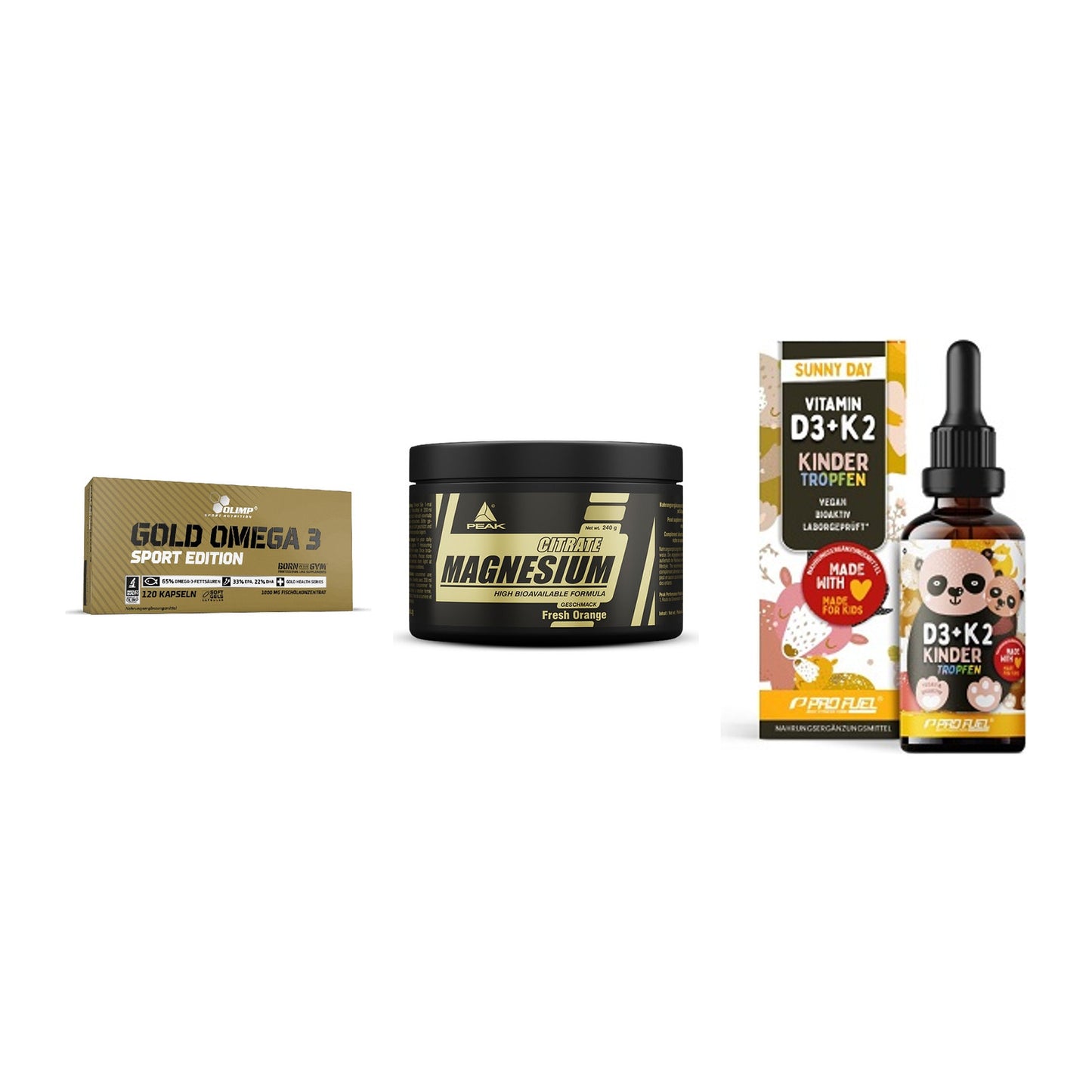 Herz & Gefäße: Olimp Omega 3 + Peak Magnesium + ProFuel VITAMIN – alle enthaltenen Artikel