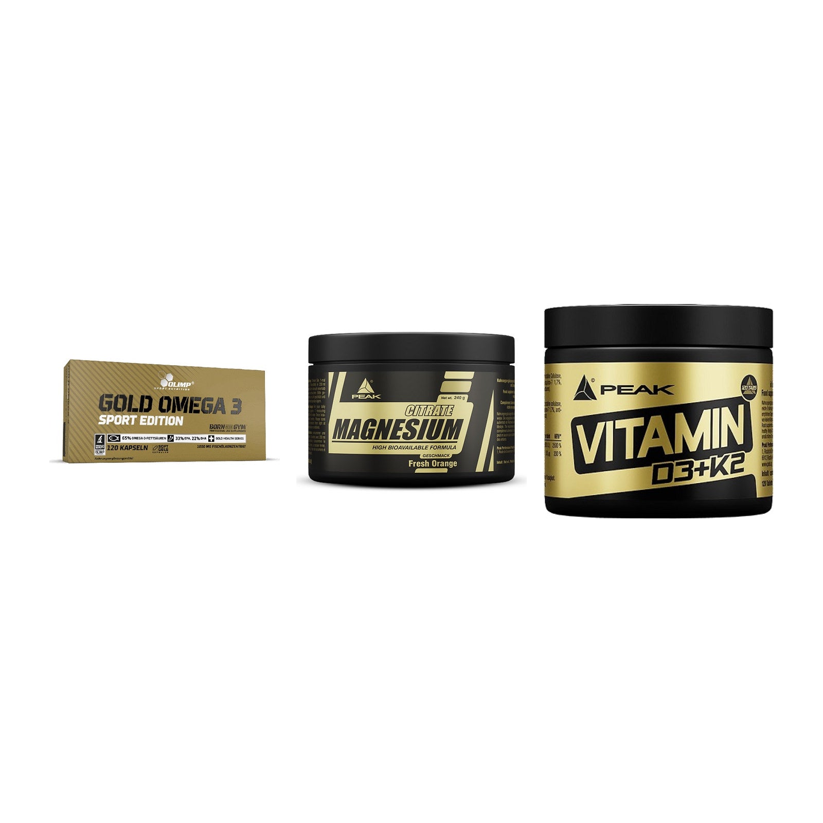 Herz & Gefäße: Olimp Omega 3 + Peak Magnesium + Peak Vitamin – alle enthaltenen Artikel