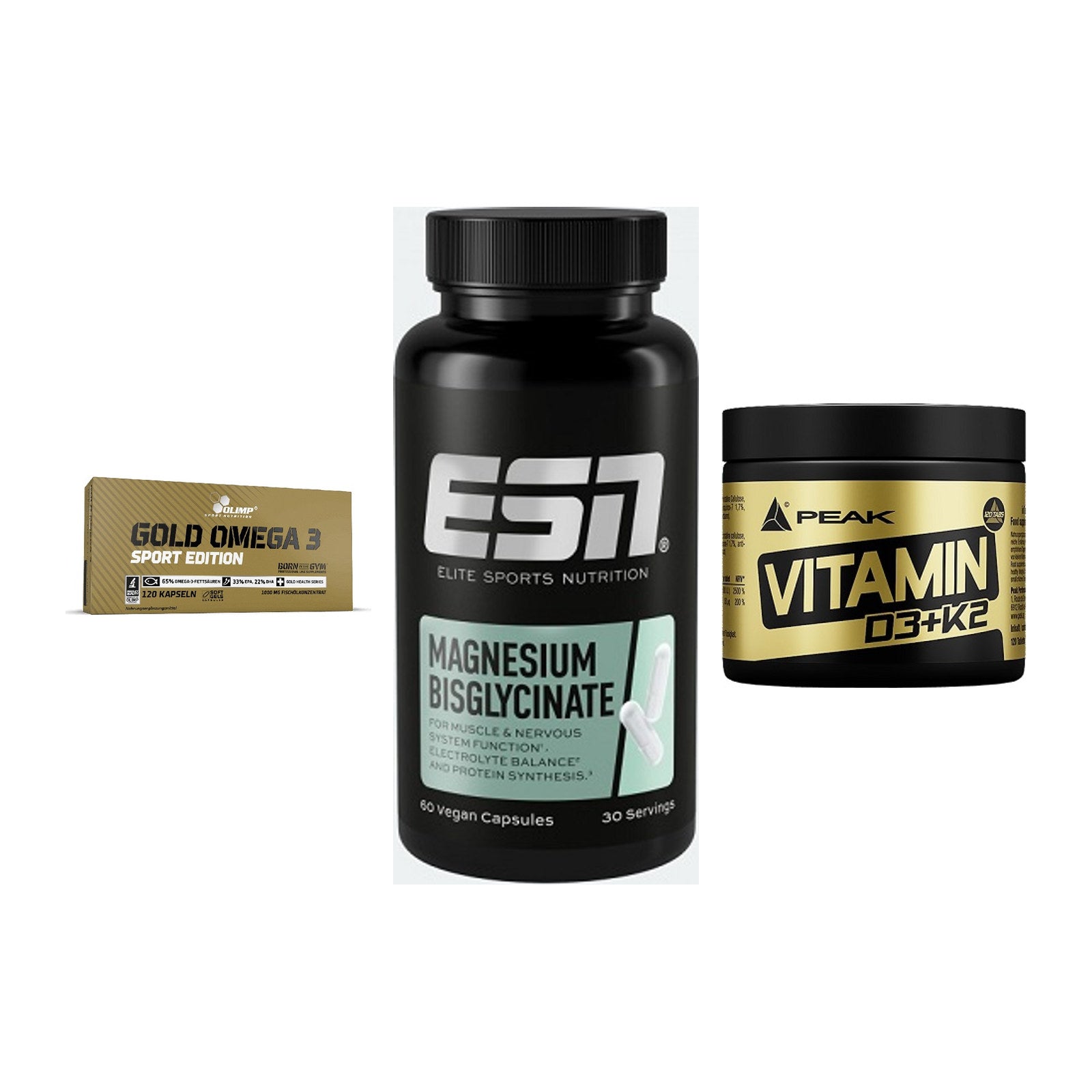 Herz & Gefäße: Olimp Omega 3 + ESN Magnesium + Peak Vitamin – alle enthaltenen Artikel