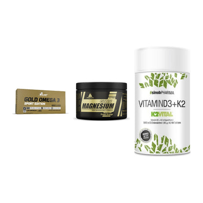 Herz & Gefäße: Olimp Omega 3 + Peak Magnesium + Sinob Vitamin D3 – alle enthaltenen Artikel