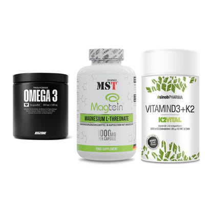 Herz & Gefäße: Big Zone Omega 3 + MST Magnesium + Sinob Vitamin D3 – alle enthaltenen Artikel