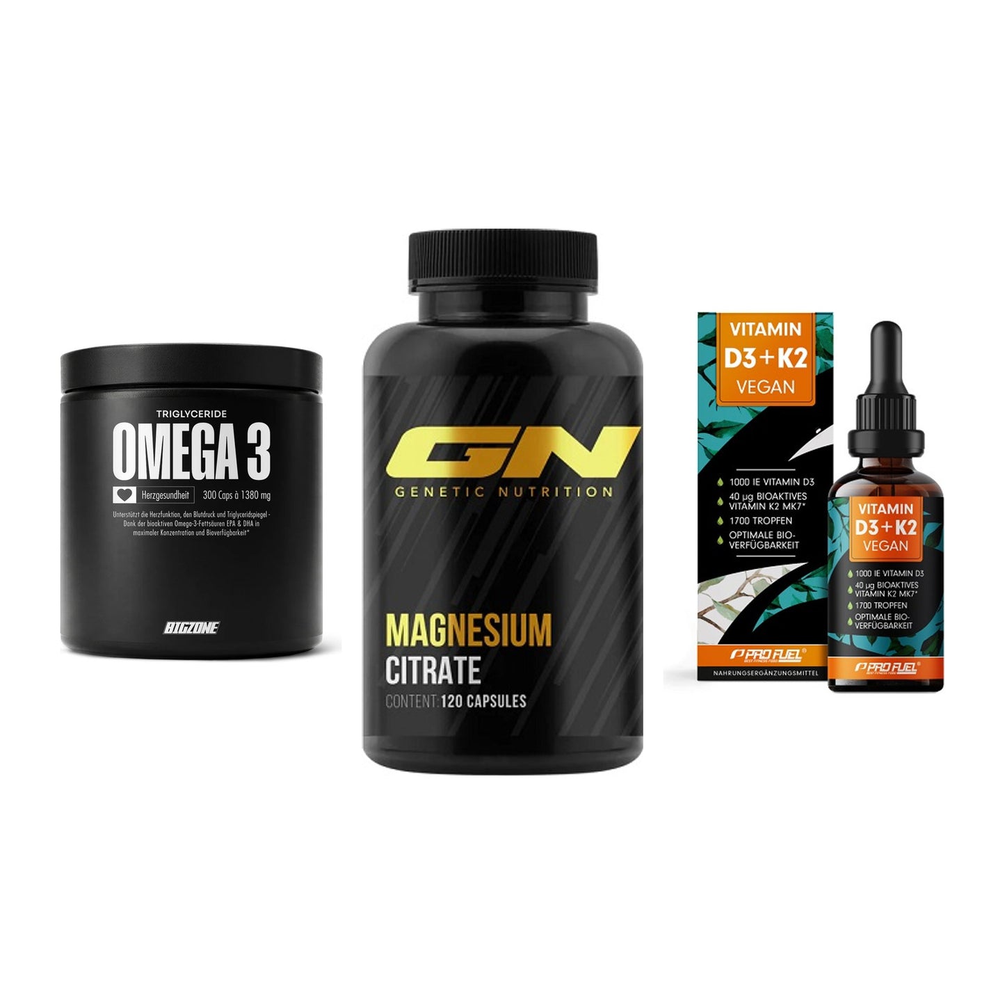 Herz & Gefäße: Big Zone Omega 3 + GN Magnesium + ProFuel Vitamin – alle enthaltenen Artikel