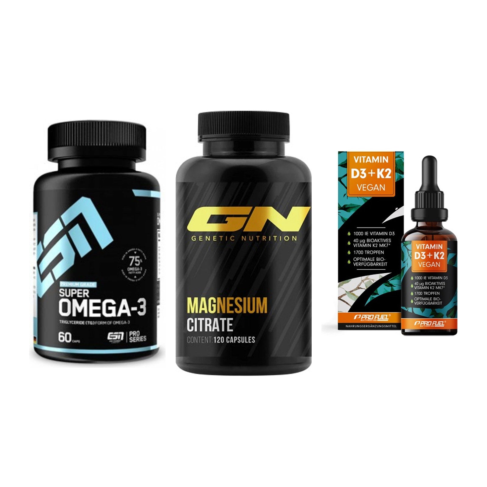 Herz & Gefäße: ESN Omega 3 + GN Magnesium + ProFuel Vitamin – alle enthaltenen Artikel