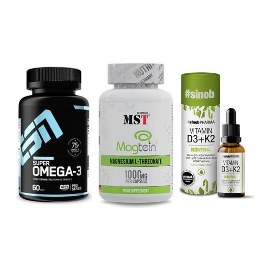 Herz & Gefäße: ESN Omega 3 + MST Magnesium + Sinob Vitamin D3 – alle enthaltenen Artikel