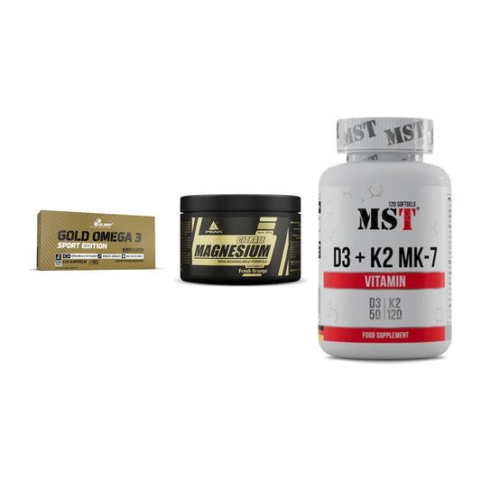 Herz & Gefäße: Olimp Omega 3 + Peak Magnesium + MST Vitamin D3 – alle enthaltenen Artikel