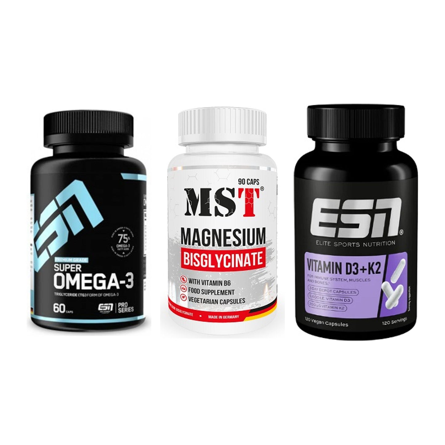 Herz & Gefäße: ESN Omega 3 + MST Magnesium + ESN Vitamin D3 – alle enthaltenen Artikel