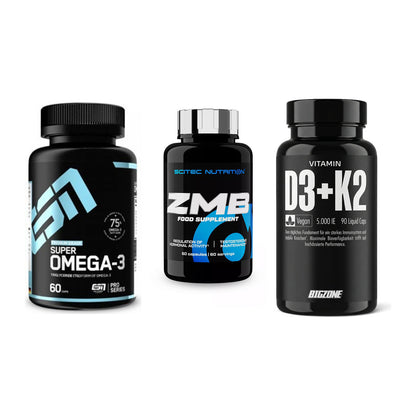 Herz & Gefäße: ESN Omega 3 + Scitec ZMB + Big Zone Vitamin D3 + K2 – alle enthaltenen Artikel