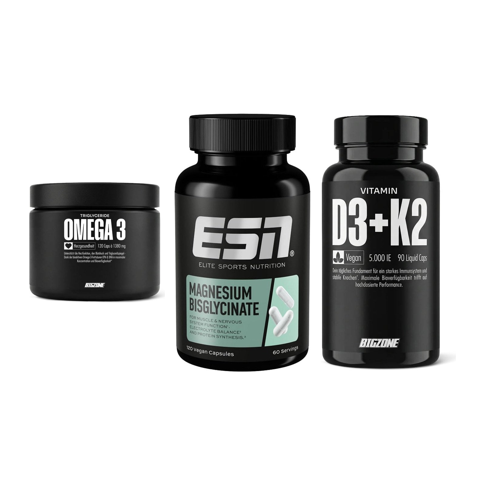 Herz & Gefäße: Big Zone Omega 3 + ESN Magnesium + Big Zone Vitamin – alle enthaltenen Artikel