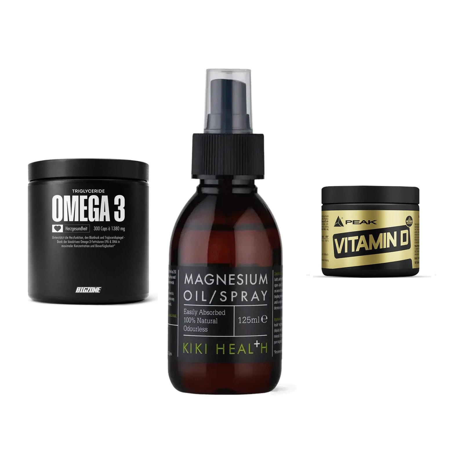Herz & Gefäße: Big Zone Omega 3 + KIKI Health + Peak Vitamin D – alle enthaltenen Artikel